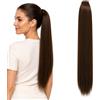 CAISHA 65cm Lunga Coda die Cavallo Kim Extensions Per I Capelli Con Coulisse Parrucche Donna Liscio Marrone Chiaro PH617