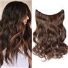 SEGO Extension Capelli Invisibili Ricci Mossi con Filo Trasparente Fascia Unica Posticci Donna Capelli Sintetici 90g 50cm #1B/30 Nero Naturale/Castano Ramato Chiaro