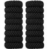 WILLBOND 16 Pezzi Elastici per Capelli in Cotone Spesso Nessuna Piega Nessuna Rottura Nessuna Scivolata Elastici per Capelli Senza Cuciture Titolari di Coda di Cavallo Elastici Spessi per Donne (Nero)