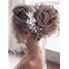 Vakkery - Accessorio per capelli da sposa, cerchietto a forma di pianta rampicante e fiori, con perle, per donne e ragazze (argento)