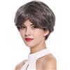 WIG ME UP - IG ME UP-IRIS-44 Parrucca Donna Corta Folta Volume Liscia Grigio scuro Melange