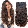 CAISHA XXL 60cm 4 pezzi Set completo di testa Clip nelle estensioni dei capelli Hairpiece Resistente al calore marrone scuro #1BT33S CES309-1