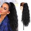 Silk-co 60cm Coda Finta Capelli Corn con Pinza Wave Ponytail Hair Extension Clip Capelli Ricci Coda di Cavallo-Nero Scuro
