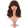 MapofBeauty 14 Pollice Corto Wavy Bob Parrucche Ricci Parrucca,Marrone