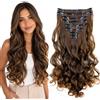 CAISHA XL 45cm 7 Pezzi Set CLIP IN EXTENSIONS Extensions Per I Capelli Posticcio Voluminoso Ondulato Marrone Misto CE18-1