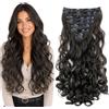 CAISHA XL 45cm 7 Pezzi Set CLIP IN EXTENSIONS Extensions Per I Capelli Posticcio Voluminoso Ondulato Marrone CE6-1