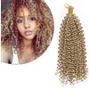 Silk-co 35cm-Kinky Curly Treccine Extension Water Wave Crochet di Treccia Capelli Finti Ricci Braiding Hair Extension Afro Treccine-Biondo Cenere