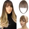 Silk-co Frangia Clip Capelli Veri, Frangia Capelli Veri,Naturali Lisci 3g Remy Human Hair Air Bang Frangia con Tempie - 4 Marrone Cioccolato