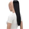 CAISHA 55cm Coda Capelli Nina Con Coulisse Capelli Extensions Finta Per Donna Posticcio Per Capelli Liscio Nero PH501