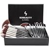 SOWILL SOBEAUTY by SOWILL set 15 pennelli trucco professionale make up setole vegan maquillage sfumature occhi viso pennello fondotinta ombretti eyeliner face brush set elegante scatola