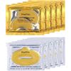 KlsyChry Maschera Collagene oro 24k - 5 pz Maschera per Occhi & 5 paia Maschera per Labbra, Idratante, Cura Della pelle anti Invecchiamento