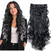CAISHA XL 45cm 7 Pezzi Set CLIP IN EXTENSIONS Extensions Per I Capelli Posticcio Voluminoso Ondulato Grigio Mix CE21-1