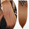 S-noilite Set 8pcs Clip in Hair Extensions Extension Clip Capelli Veri Testa Piena 18Clips Parrucchino 58cm Dritto Auburn chiaro