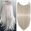 Silk-co Extension con Filo Trasparente Fascia Unica Extension per Capelli Lisci One piece Wire in Hair Extension Filo Invisibile 50cm-Biondo Mix Grigio Argento