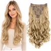 CAISHA XL 45cm 7 Pezzi Set CLIP IN EXTENSIONS Extensions Per I Capelli Posticcio Voluminoso Ondulato Biondo Misto CE4-1