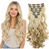 CAISHA XL 45cm 7 Pezzi Set CLIP IN EXTENSIONS Extensions Per I Capelli Posticcio Voluminoso Ondulato Biondo Misto CE14-1