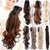 S-noilite Coda di Cavallo Clip in Hair Extensions Capelli Parrucchino Extension Clip Capelli Veri Claw on Ponytail 45cm Ondulato Castano medio mix biondo scuro