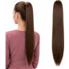 CAISHA 60cm Coda Capelli Stella Con Pinza Capelli Lungo Capelli Extensions Finta Per Donna Liscio Marrone Chiaro H622