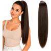 CAISHA 55cm Coda Capelli Nina Con Coulisse Capelli Extensions Finta Per Donna Posticcio Per Capelli Liscio Marrone PH518