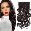 SEGO Extension Capelli Clip Lunghi Capelli Sintetici Mossi Fascia Unica con 5 Clip 3/4 Full Head 17 Inch 43cm 120g - Castano Scuro