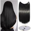 Silk-co Extension con Filo Trasparente Fascia Unica Extension per Capelli Lisci One piece Wire in Hair Extension Filo Invisibile 50cm-Nero Scuro