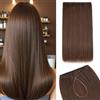 Silk-co Extension Filato Invisibile Capelli Sintetici Liscio Rigido Extension a Filo Elastico Riaggiunta Capelli 20 Pollice Nero Naturale & Auburn Chiaro