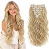 CAISHA XL 45cm 7 Pezzi Set CLIP IN EXTENSIONS Extensions Per I Capelli Posticcio Voluminoso Ondulato Biondo CE29-1