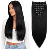 CAISHA XL 60cm Estensioni A Clip SET XL Da 7 Pezzi Liscio Estensioni Dei Capelli Resistenti Al Calore Pezzo Di Capelli Nero CE1