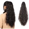 Meiriyfa, Extension con coda di cavallo riccia per donne nere, 55,9 cm, capelli ricci e lunghi, con clip con artiglio, capelli sintetici per uso quotidiano e per feste, colore nero