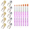 Iyowei Strumenti per Nail Art, 10 Sagome per Unghie + 7 Pennelli per Unghie Cartine per Ricostruzione Unghie Nail Art Argento Riutilizzabili Cartine per Ricostruzione Unghie Professionali, 17 Pezzi