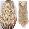 S-noilite Set 8pcs Clip in Hair Extensions Extension Clip Capelli Testa Piena 18Clips Parrucchino 60cm Riccio Bionda sabbia e bionda candeggina