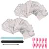JZK 200 x fogli alluminio con cotone ovatta carta stagnola per rimuovere smalto e gel semipermanente, clip mollette per dita, lime e buffer, spingi cuticole