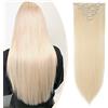 S-noilite Set 8pcs Clip in Hair Extensions Extension Clip Capelli Veri Testa Piena 18Clips Parrucchino 66cm Dritto Biondo pallido