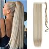 Silk-co Extension Coda Capelli Finti Lisci Ponytail Extension Sintetiche Parrucchino Capelli Coda di Cavallo 58cm-Sabbioso Mix Biondo Sbiancante