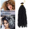 Silk-co 35cm-Kinky Curly Treccine Extension Water Wave Crochet di Treccia Capelli Finti Ricci Braiding Hair Extension Afro Treccine-Nero Naturale
