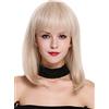 WIG ME UP - DM-01-85/88 Parrucca donna Altezza spalle Liscia Lungo bob Sexy Frangetta Biondo Biondo chiaro