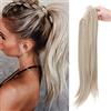 SEGO Coda Capelli Clip Pinza Extension Coda di Cavallo 55cm Capelli Mossi Sintetici Ponytail Parrucchino Fascia Uncia Posticci Donna 155g - Biondo Cenere mix Biondo Chiarissimo