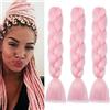 Cybelleza Treccine Extension Capelli Sintetici per Treccine Africane 3 Ciocche Trecce Jumbo Braiding Hair (Rosa)
