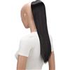CAISHA 55cm Coda Capelli Nina Con Coulisse Capelli Extensions Finta Per Donna Posticcio Per Capelli Liscio Marrone-Nero PH503