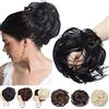 SEGO Ciambella per Chignon Elastico con Capelli Ricci Finti Extension XXL 80g Hair Bun Updo Spettinato Coda di Cavallo Treccia # Nero Scuro