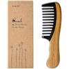 EQLEF®, pettine in legno di sandalo e corno di bue naturale realizzato a mano, antistatico, a denti larghi