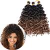SEGO 20cm 3 Bundles Extension Matassa Capelli Corti Ricci [Nero ombre Marrone Caffe] Tessitura Water Wave Ondulata Curly Braiding Hair Treccine a Crochet Mossi Sintetici 90g