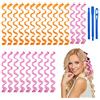 URAQT Bigodini per Styling Capelli, 24 Pz Styler a Mossi Magici senza Calore a 50 cm, Bigodini Morbidi Flessibili con 1 Set di Ganci per Capelli per Uso Domestico e Fai-da-te