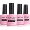 AIMEILI Base Coat, No Wipe Glossy Top Coat, Matte Top Coat e 8 in 1 Clear Builder Base Gel, Tutto Ciò Che Serve in Un Unico Set, 4x10ML