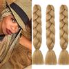 Cybelleza Treccine Extension Capelli Sintetici per Treccine Africane 3 Ciocche Trecce Jumbo Braiding Hair (Biondo scuro)