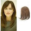 Dsoar Frangia Clip In Laterale Air Bangs Capelli Veri Frangetta Frontale Dritta Natural Posticci per Capelli Donna(Marrone Chiaro)