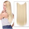Silk-co Extension con Filo Trasparente Fascia Unica Extension per Capelli Lisci One piece Wire in Hair Extension Filo Invisibile 50cm-Biondo Chiarissimo
