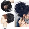 S-noilite XXL Hair Extensions Ponytail Coda di cavallo arricciata con coda di cavallo disordinata Updo con elastico elastico Updo Scrunchies sintetico per capelli per donna Nero scuro