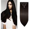 Cybelleza 60cm Extension Capelli Clip Mossi Ondulati Lunghi 8 Fasce Testa Piena Set Estensioni per Capelli Straight Sintetici Naturali 8PCS (Marrone medio)