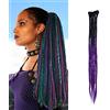 SEGO Extension Dreadlock [Nero Naturale ombre Viola Scuro] Treccine Rasta Dread 5 Pezzi Braiding Hair Capelli Lunghi Sintetici Crochet 60cm da Donna